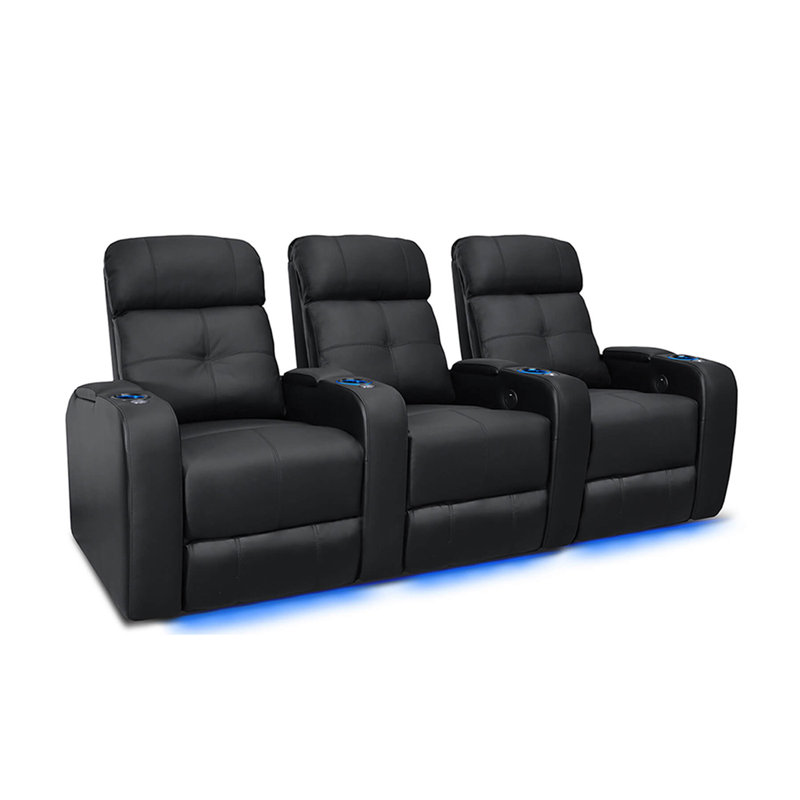 Siège de cinéma inclinable électrique en cuir véritable de 89,5 po Sehin avec porte-gobelet