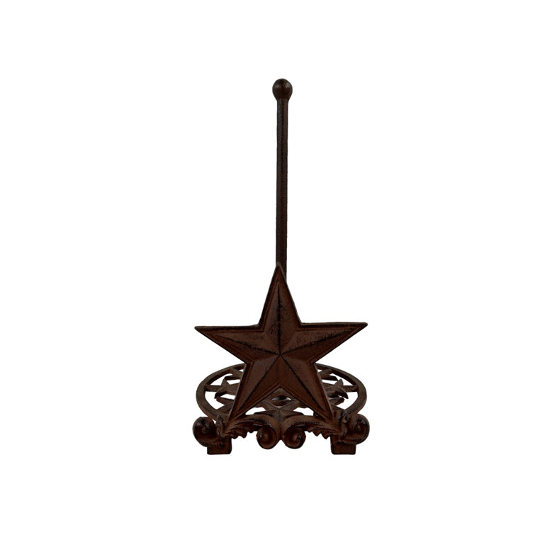https://assets.wfcdn.com/im/58429068/resize-h755-w755%5Ecompr-r85/2437/243781978/Cast+Iron+Brown+Rustic+Western+Farmhouse+Country+Star+Freestanding+Weighted+Base+Paper+Towel+Holder.jpg