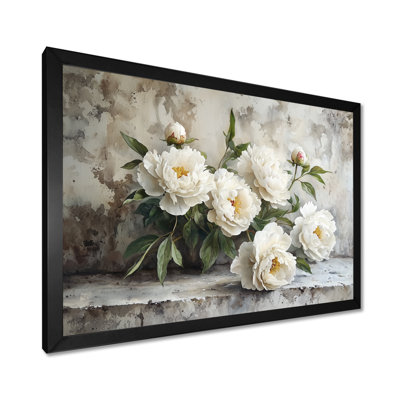 Bloom Of Peonies With Concrete Reverie I - Peonies Wall Art