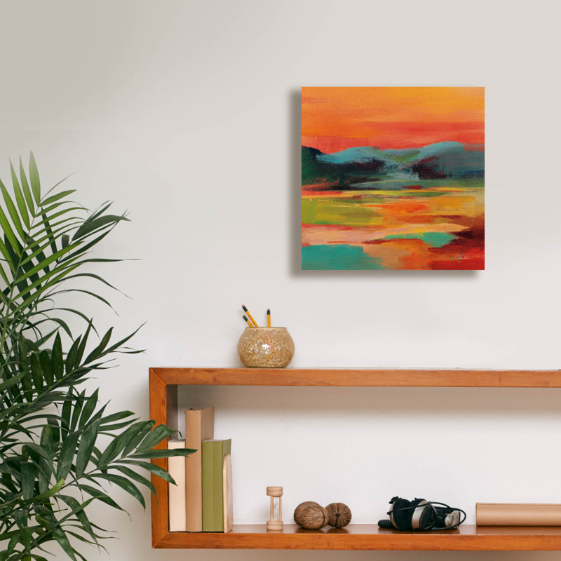  «Flower Hill Sunset 1» par Silvia Vassileva, art mural sur toile, 12 po x 12 po