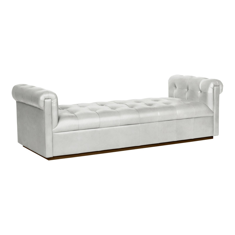 Thom Filicia Home Leather Chaise Lounge, Havana, Regent Mink Genuine Leather