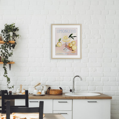 Limoncello Summer Cocktail Framed Print Under Glass, design by Sisi and Seb