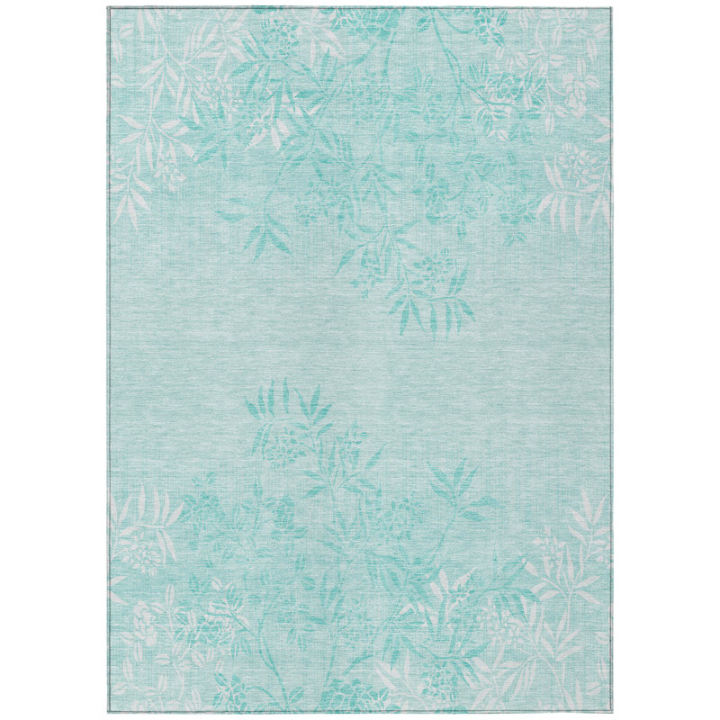 Deivin Washable Floral Indoor / Outdoor Rug, Rectangle 3' x 5'