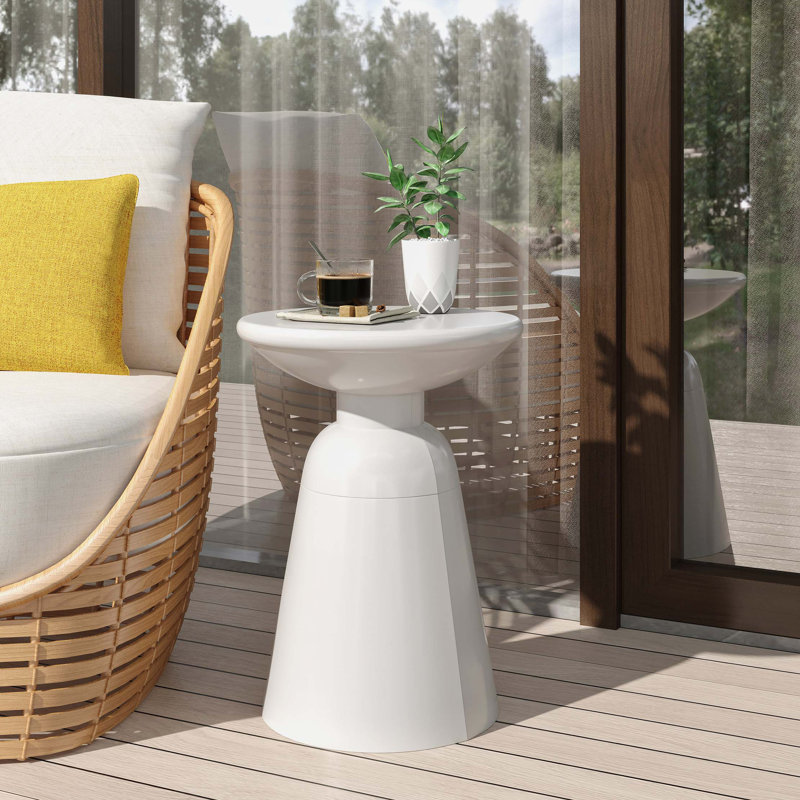 Table d'appoint d'extérieur en métal - Grand, Blanc