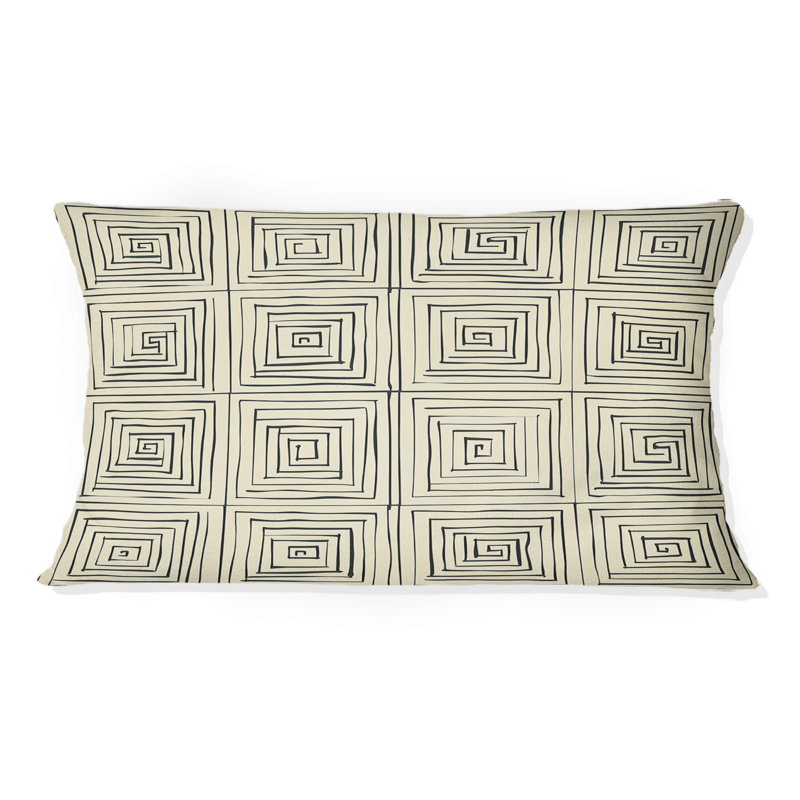 Coussin lombaire Mid-Century noir et beige Dream II