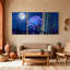 Cactus au clair de lune, fleurs de cactus, nuit, ensemble de 3 reproductions d'art sur toile-1011841567