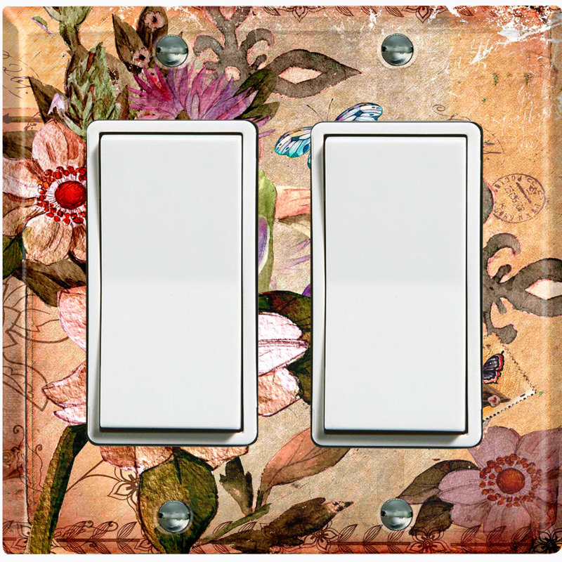 Patterned 2 - Gang Toggle Light Switch Standard Wall Plate