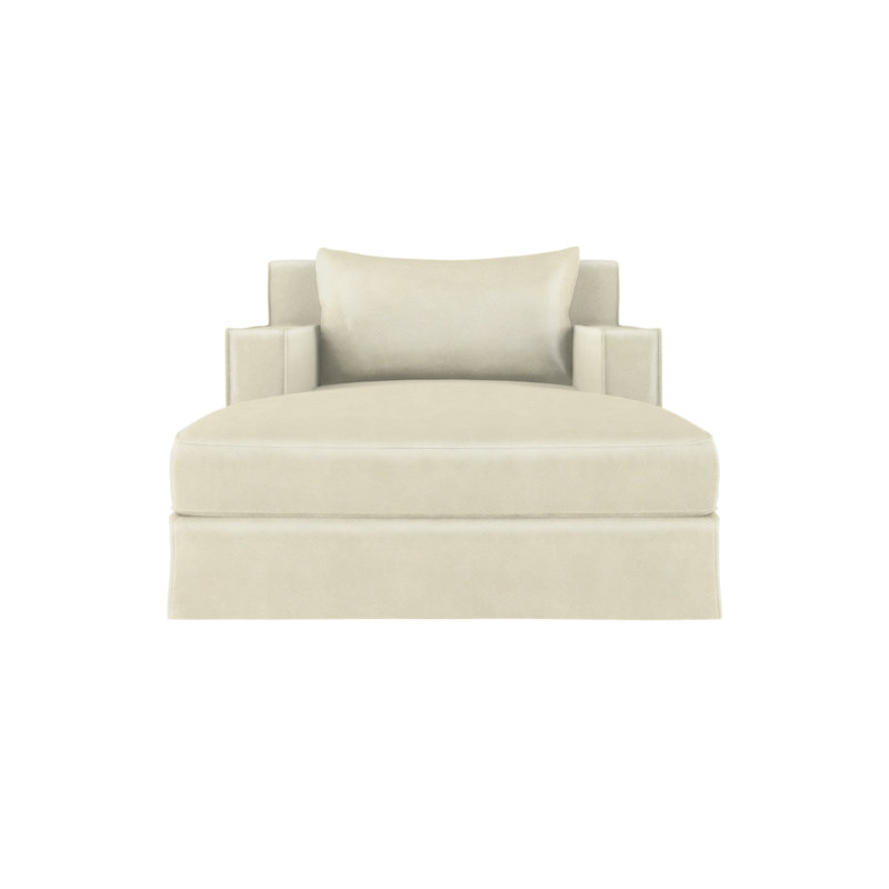 Chaise longue Mulberry, Ébène, Cuir rétro albâtre