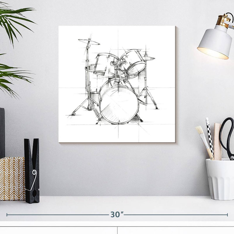 Abarca Drum Sketch, 16" H x 16" W