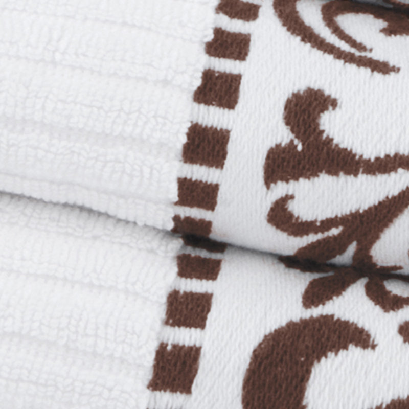 BNM Assorted 6-Piece Cotton Modern Decorative Towel Set, White/Chocolate
