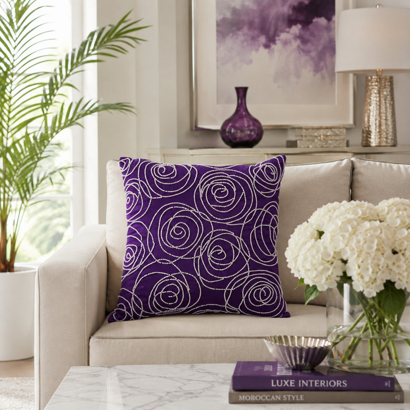 Coussin décoratif en coton, Mauve