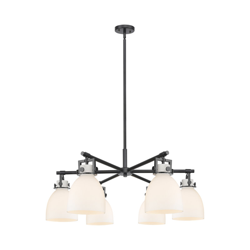 Lustre suspendu 6 lumières Newton Bell, Blanc, Noir mat