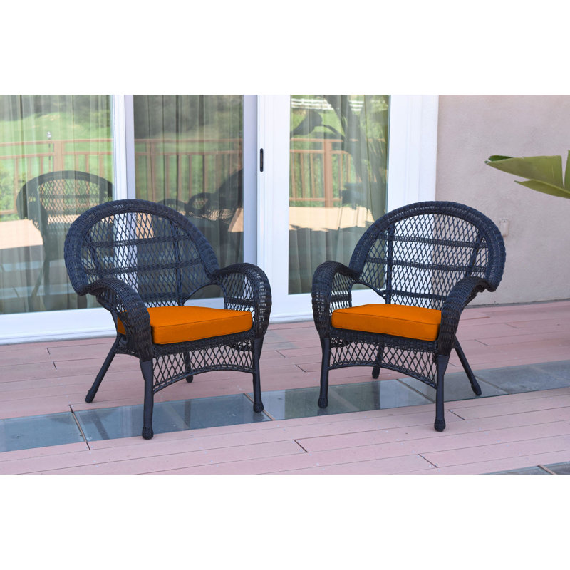 Maltby Wicker Outdoor Lounge Chair, Orange, Black