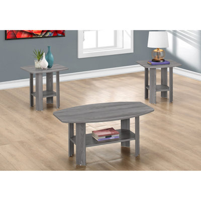 Table grise 3 pièces: 2 tables basses et 2 tables de bout pour le décor moderne et le salon en stratifié