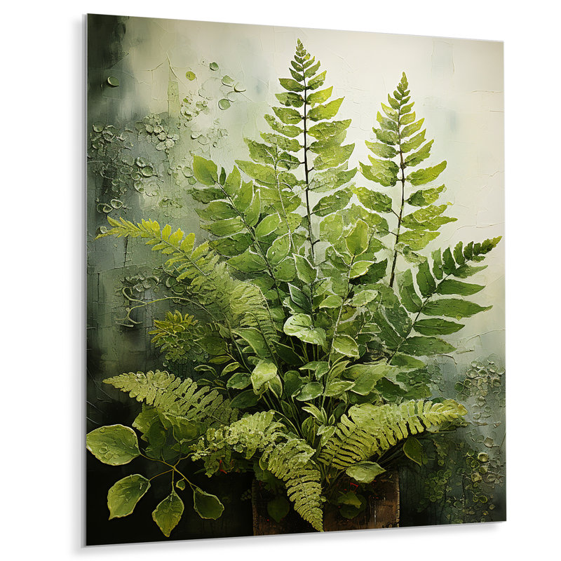 Ferns Plant Timeless Elegance IV - impressions murales florales et botaniques en métal, H 20 po x l 12 po x P 1 po