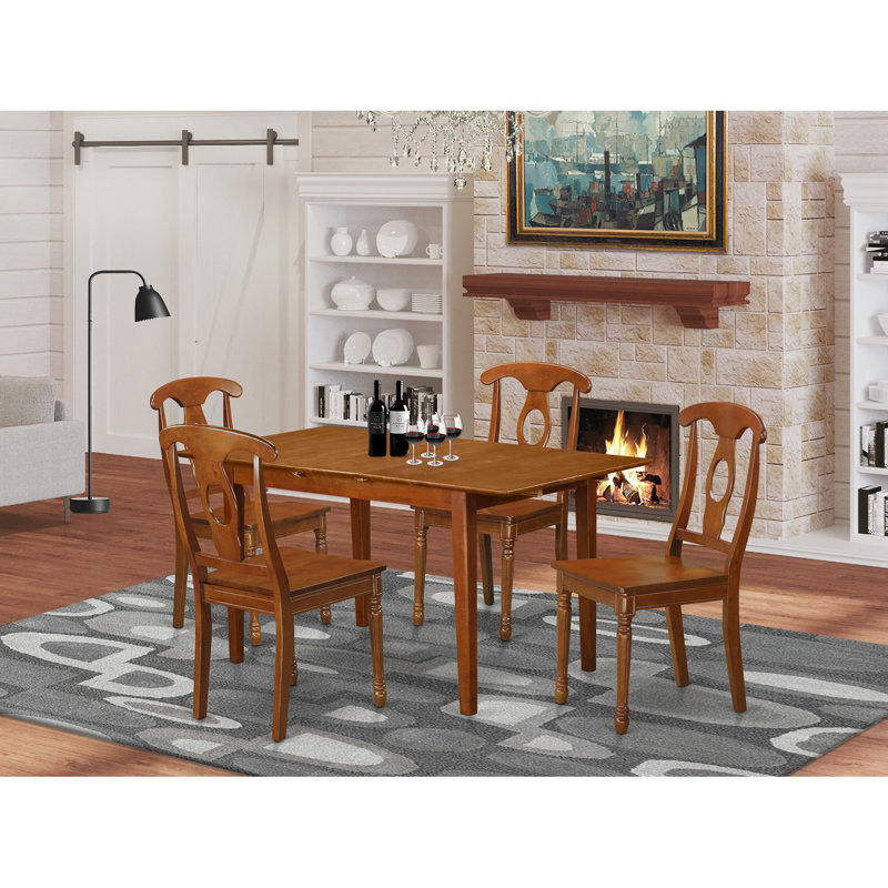 L'ensemble de mobilier de salle à manger 5 pièces comprend une table de cuisine rectangulaire avec rallonge papillon et 4 chaises de salle à manger, brun selle