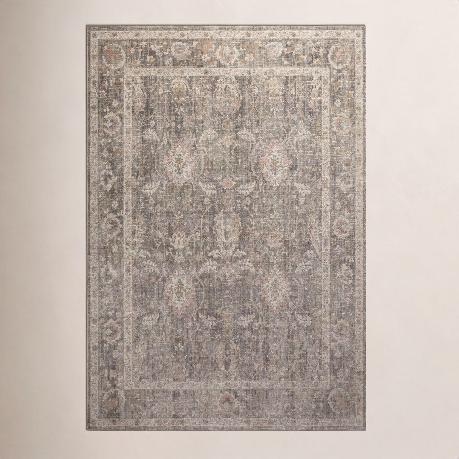 Chris Loves Julia x Loloi Rosemarie Sage Blush Rug, Square 1'6"