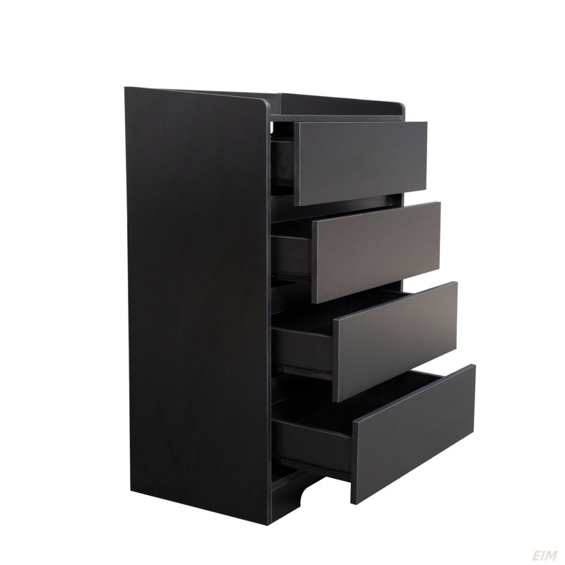Ranjan 25.59'' 4 Drawer Dresser, Chest of Drawers Without Handle, Dresser for Bedroom 100% Waterproof, Modern Wooden Cabinet with Sturdy Frame for Living Room, Entryway, Bedroom, Hallway, Office