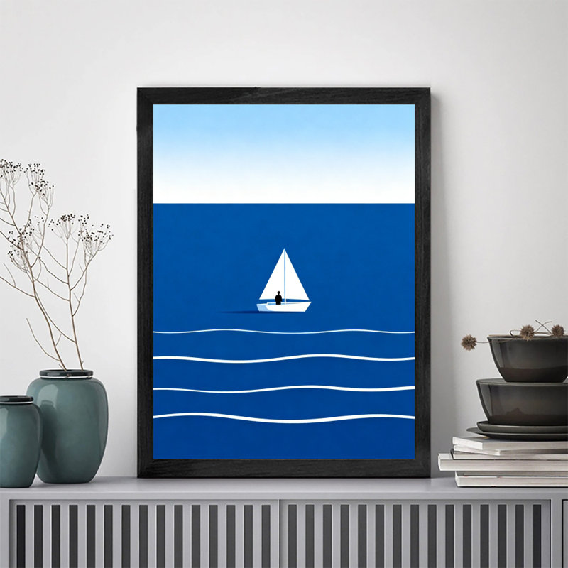 Art encadré noir, bateaux à voile rétro sur la surface de la mer, impressions encadrées de style rétro, H 11 po x l 9 po