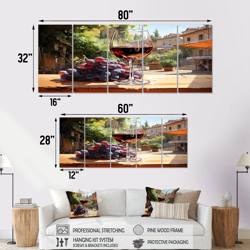 Ensemble de 5 décorations murales Cabernet Wine II, H 32 po x l 80 po