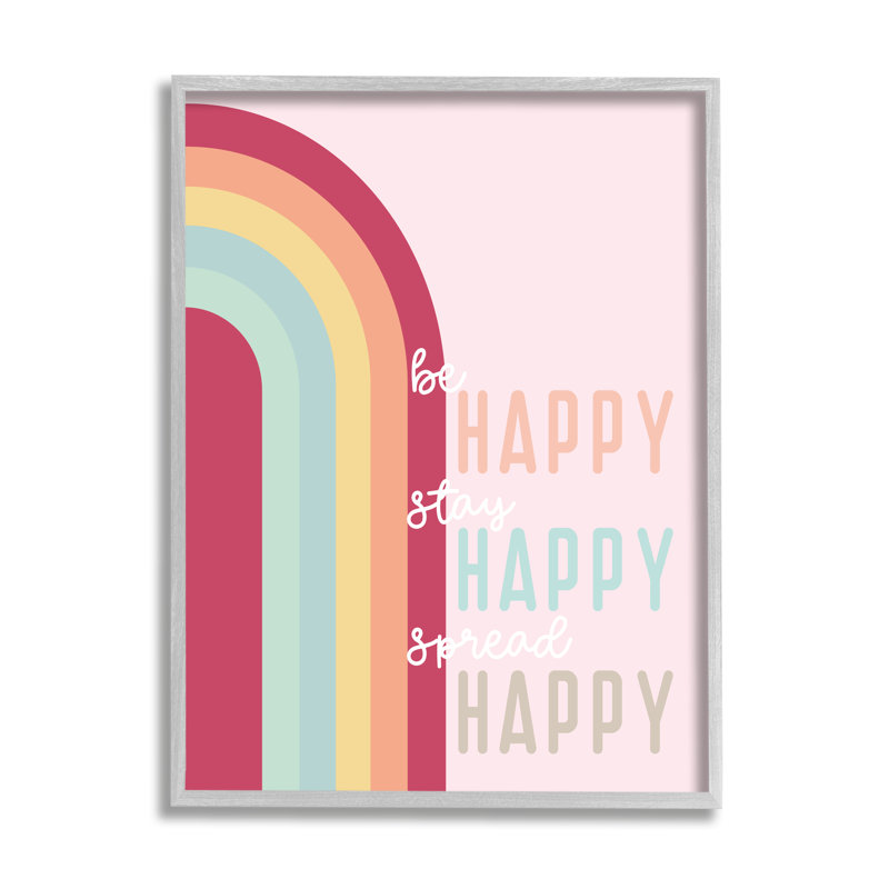 Be Stay Spread Happy Pink Rainbow par Anna Quach - impression, H 20 po x l 16 po x P 1,5 po, Estampe numérique Farmhouse