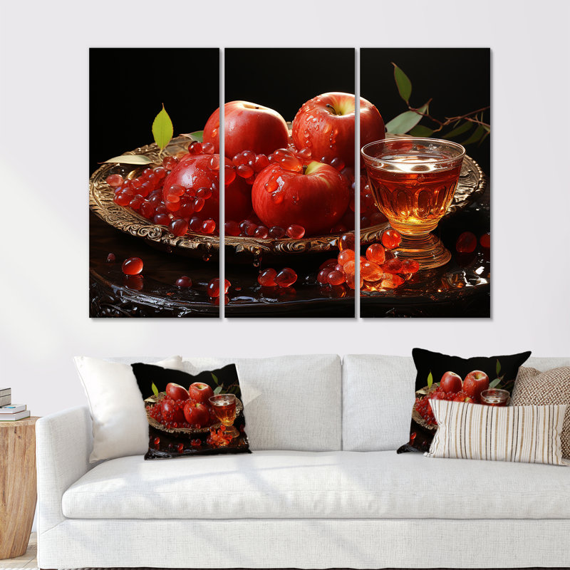 Judaïsme Rosh Hashanah Apple Radiance I - Ensemble de décoration murale Judaïsme, H 40 po x l 60 po