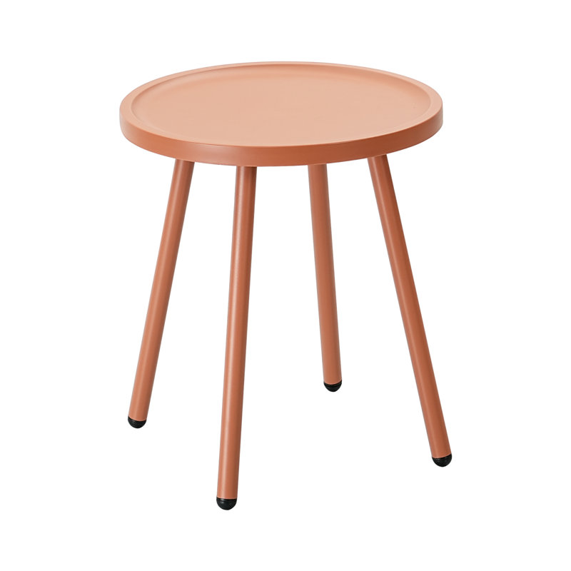 Patio Table Living Room Side Table, Round Accent Table Small Side Table Nightstand, Orange