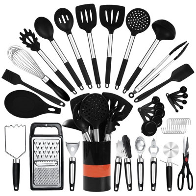 31 Pcs Silicone Cooking Utensil Set, Non-stick Heat Resistant, Dishwasher Safe, Bpa Free, Black