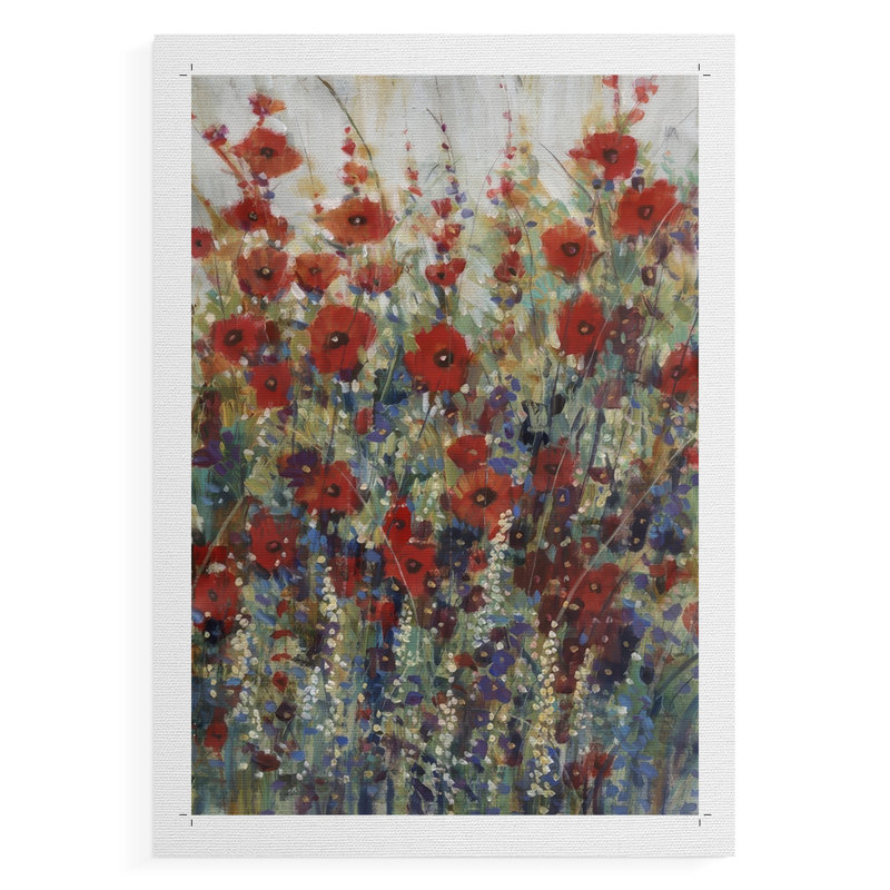 Garden Poppies II - Impression sur toile seulement - NON CADRE, H 18 po x l 12 po