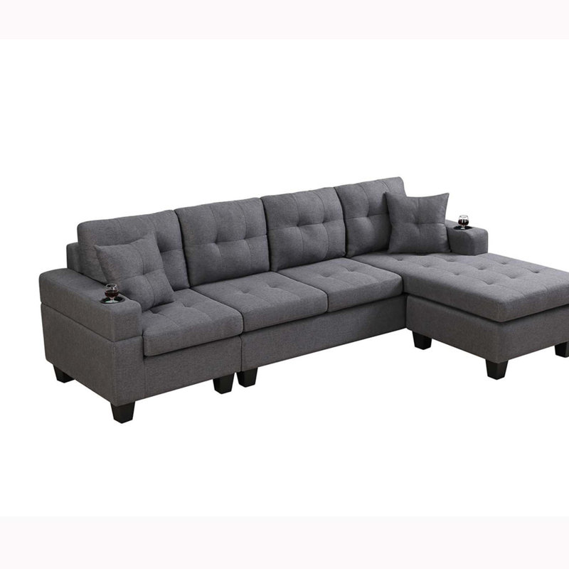 Canapé à accoudoirs carrés 96,06 po, Polyester gris