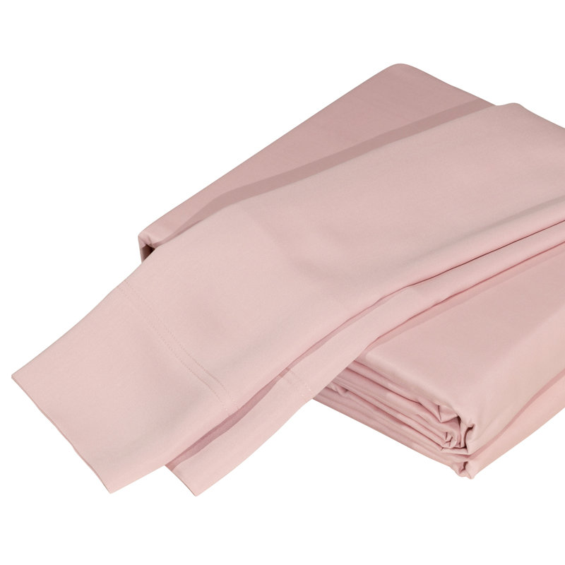 Sateen Sheet Set, Queen Sheet Set with 2 Pillowcases, Pale Rose