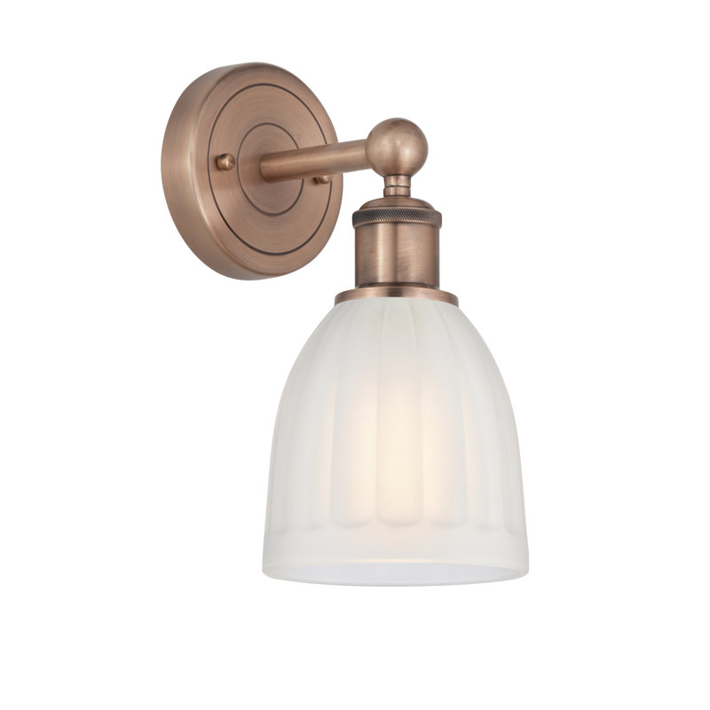 Caroleen Armed Sconce, White, Antique Copper