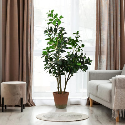 Arbre artificiel artificiel en pot de ciment pour la maison ou le bureau - 60 po
