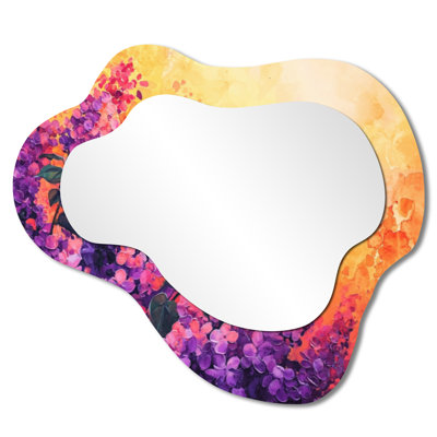 Large Cottage Asymmetrical Wall Mirror – Sunset Purple Lilac in the Botanical Gardens, Metal Print