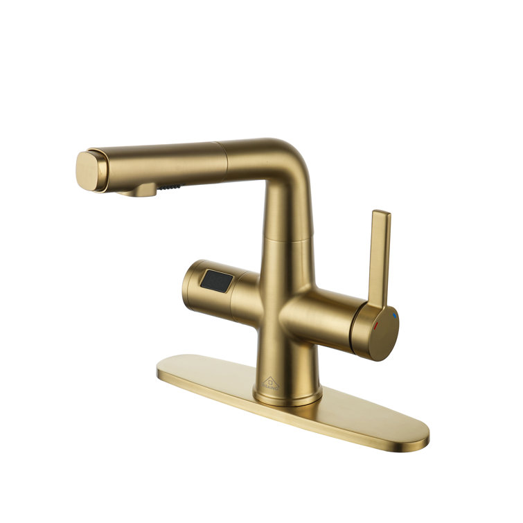Single Hole Faucet Single-handle Bathroom Faucet with Deck Plate and Digital Display