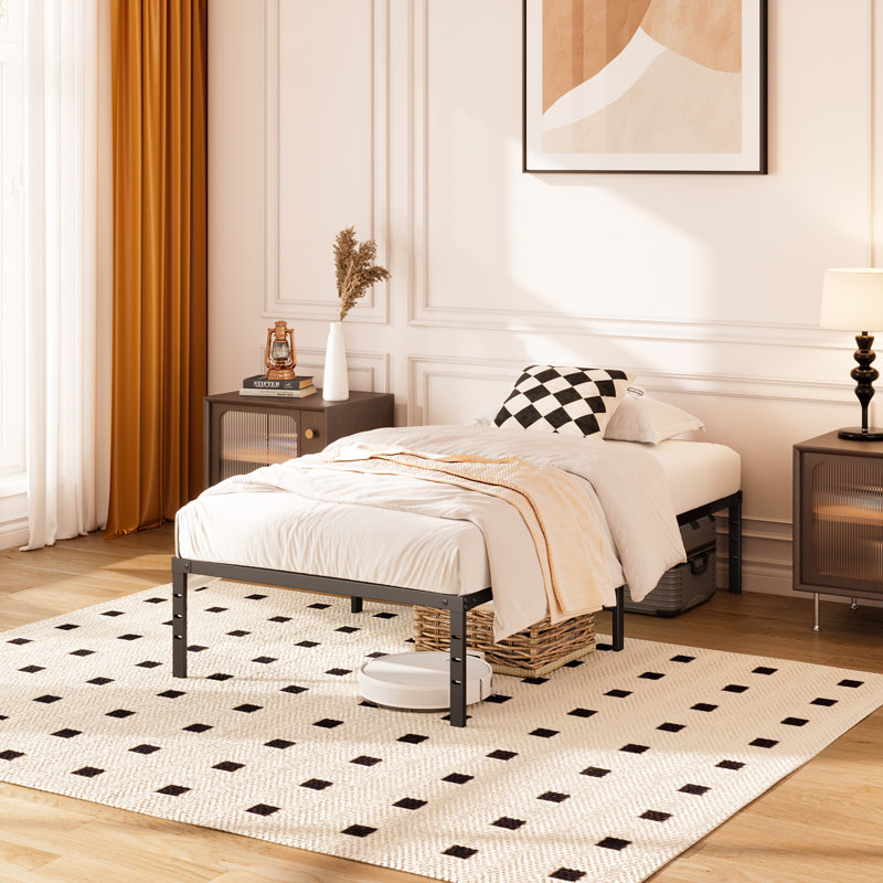 Metal Bed Frame, Sturdy & Noise-Free, with Under-Bed Storage, Non-Slip, No Box Spring Required, Twin, 18"