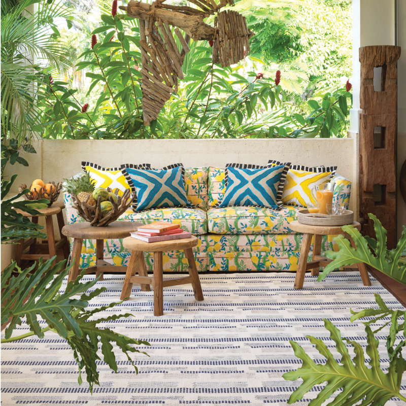 Tread Lightly Navy Handwoven Cotton Rug, Runner 2'6" x 8'