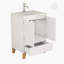 Ensemble de meuble-lavabo moderne 24 po avec lavabo, meuble-lavabo avec 2 portes et 1 tiroir, système anti-égratignure, conception sans poignée, pieds en bois massif naturel, lavabo en céramique, assemblage facile, blanc brillant