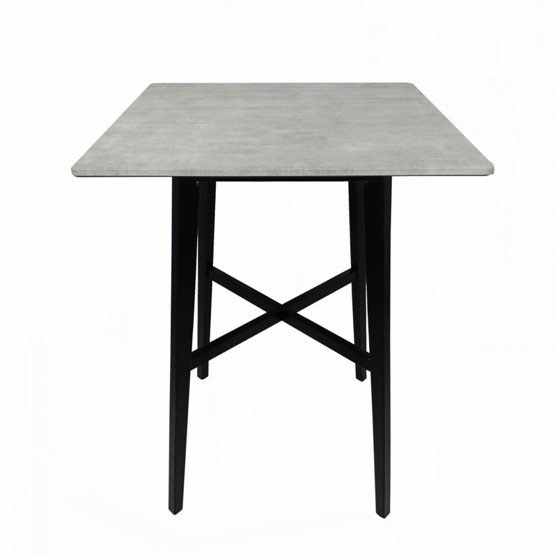 Bar Height 42" Dining Table, Rubberwood Legs and Laminate Table Top, Cement Gray, Black