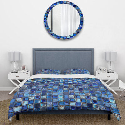 Ensemble de housse de couette bleu Midcentury Mosaic Tiles IV - Midcentury