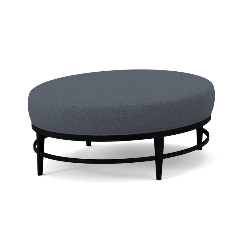 Elliptic Oval Ottoman, White Caps Fog Viscose, Vintage Ebony