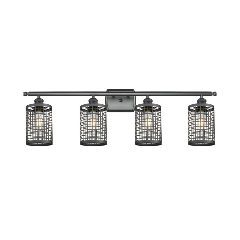 Éclairage pour meuble-lavabo à 4 lumières à intensité variable Peraza, Noir mat, Noir mat