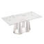 Table de salle à manger rectangulaire 70 po en faux marbre 70 po, base en acier inoxydable, table artisanale exquise 70 po-457815889-457815890