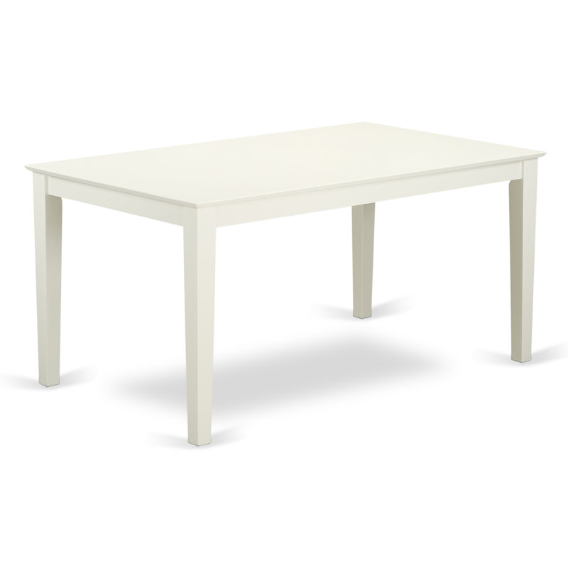 6 Piece Modern Dining Table Set Contains a Rectangle Wooden Table and 4 Wooden Chairs with a Bench, 36x60 Inch, Linen White