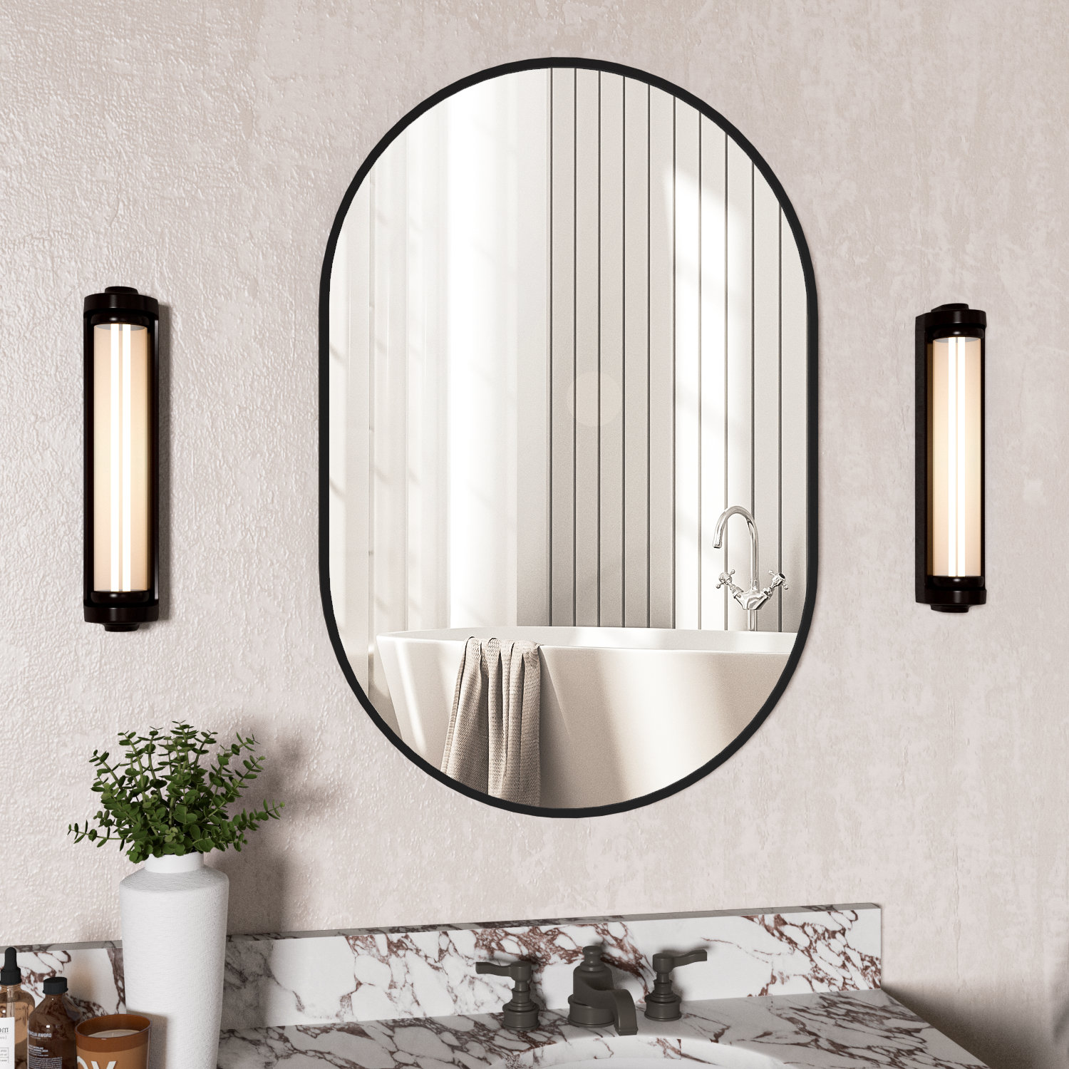 Ebern Designs Efemena Oval Metal Wall Mirror & Reviews Wayfair Canada