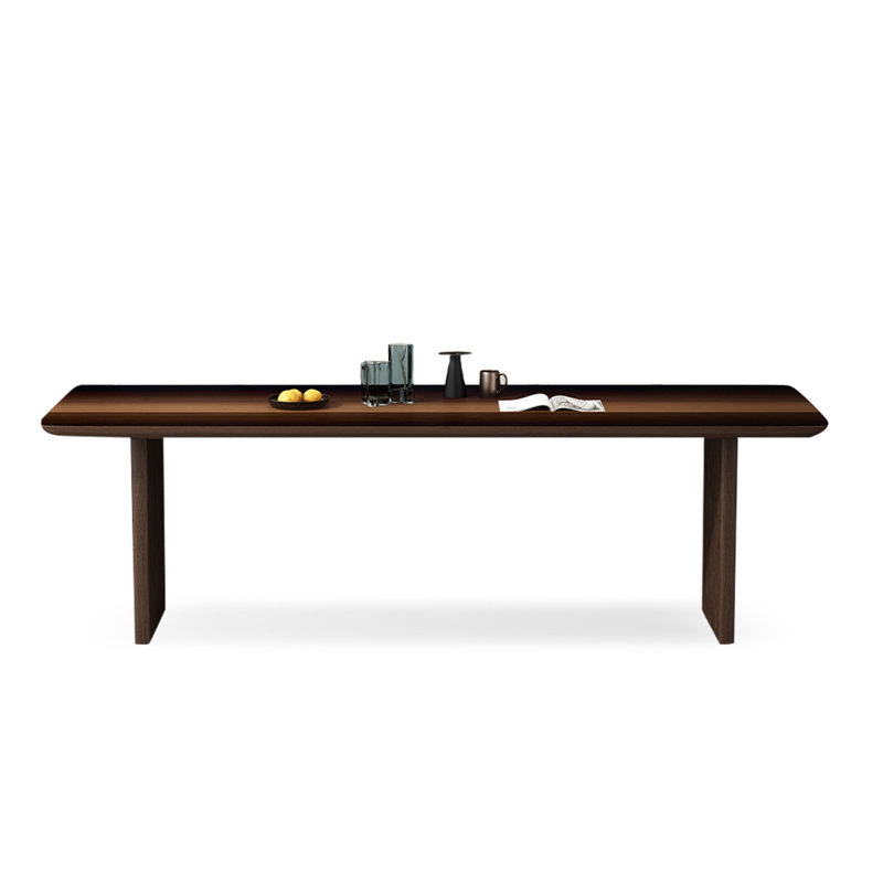 Modern Rectangular Solid Wood Dining Table, 29.53"H x 86.61"L x 35.43"W, Dark Brown