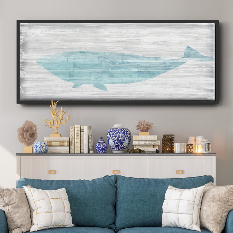 Baleine IV - toile encadrée, H 12 po x l 30 po