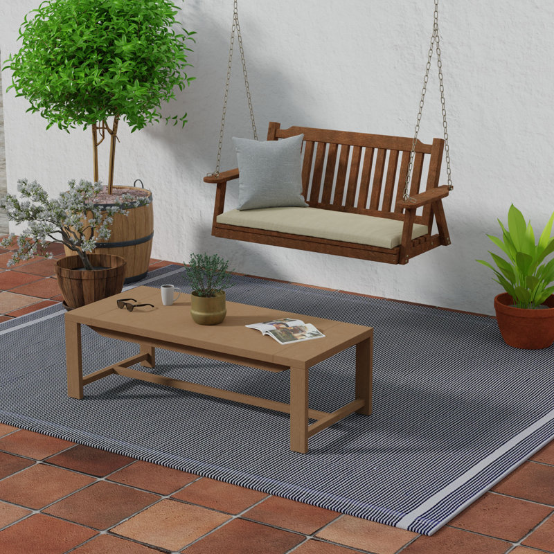 48" x 18" Outdoor Bench Cushion with Ties, Spectrum Sand
