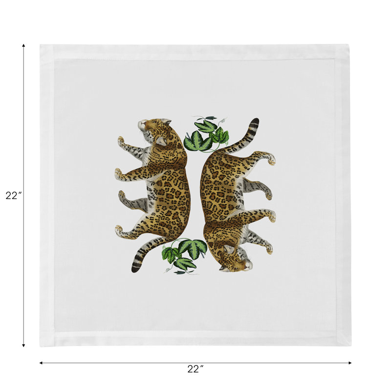 Leopard Seeing Double Hemstitch 22" Linen/Cotton Napkin