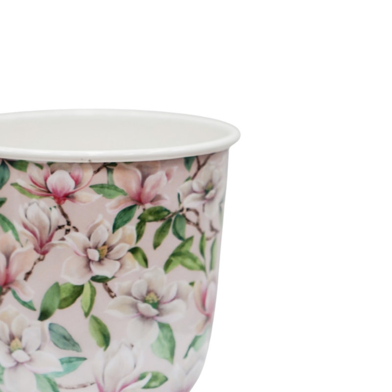 Maisie Vintage Olive Metal Planter Set of 2, 18" H x 19" W x 19" D, Pink